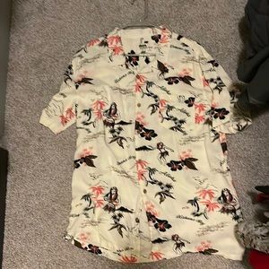 Mens Kahula Bay Hawaii Dress Buttom Down Wood Buttons